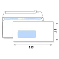 Envelope with transparent window, white, peel & seal, 115 x 225mm (A4 paper folded 3 times)