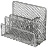 Գրենական պիտույքների տակդիր մետաղական, 4 բաժին՝  նշումների թերթիկներ, գրիչների և զանազան մանրուքների համար, արծաթագույն