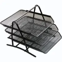 Подставка для бумаг 3 секции, металлическая,  черная