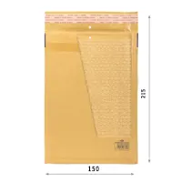 Brown polyethylene bubble envelope, 150x215mm, with self-seal strip for secure mailing and item protection.