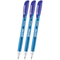 Blue ballpoint pen Techno Trirow with translucent barrel, dark blue cap, silver tip, 0.7mm for smooth writing.