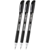 Techno Trirow 0.7mm black ballpoint pen with transparent barrel and silver tip for comfortable writing.
