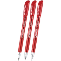 Three red ballpoint pens, Techno Trirow model, with 0,7 mm tip for smooth and comfortable office writing.