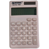 Techno 7884 pocket calculator in light beige plastic with 12-digit display, (7 cm* 11.5 cm) for quick calculations.