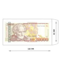 Envelope white for banknotes, 85 x 165 mm. 100 pieces in a pack.