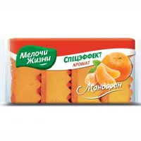 Губка для мытья посуды, c запахом мандарина, 4 штук