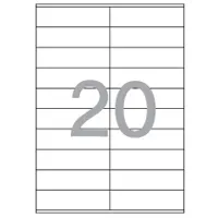 Paper A4 self-adhesive, mat white, for office machines, devided into, 20 pieces -105 х 29mm