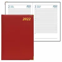 Օրատետր 2024 թ-ի համար անգլերեն լեզվով, A5 ֆորմատի, փափուկ մակերեսով և մետաղական անկյուններով, մուգ կարմիր, 2022 թ-ի համար