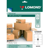 Paper A4 self-adhesive, mat white, for office machines, devided into, 8 piece - 99 x 67.7 mm, 2104245.