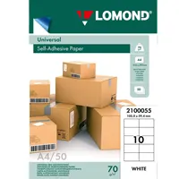 Paper A4 self-adhesive, mat white, for office machines, devided into, 10 piece - 105 x 59.4 mm, 2100055.