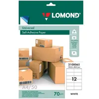 Paper A4 self-adhesive, mat white, for office machines, devided into, 12 piece - 105 x 48 mm, 2100065.