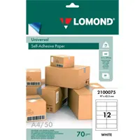 Paper A4 self-adhesive, mat white, for office machines, devided into, 12 piece - 97 x 42.3 mm, 2100075.