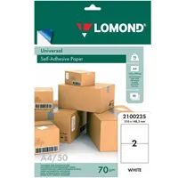 Paper A4 self-adhesive, mat white, for office machines, devided into, 2 piece - 210 x 148.5 mm, 2100225.