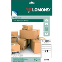 Paper A4 self-adhesive, mat white, for office machines, devided into, 21 piece - 70 x 41 mm, 2100155
