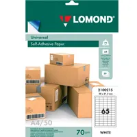 Paper A4 self-adhesive, mat white, for office machines, devided into, 65 piece - 38 x 21.2 mm, 2100215.
