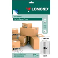 Paper A4 self-adhesive, mat white, for office machines, devided into, 189 piece - 25 x 10 mm, 2100235.