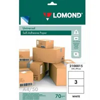 Paper A4 self-adhesive, mat white, for office machines, devided into, 3 piece - 210 x 99 mm, 2100015.