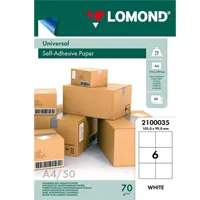 Paper A4 self-adhesive, mat white, for office machines, devided into, 6 piece - 105 x 99 mm, 2100035.