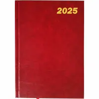 Ежедневник на 2025 год, формата А5, на английском языке, с твердым переплетом, красный