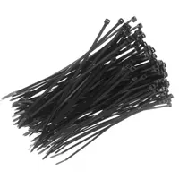 Хомуты, длина 10 см, ширина 2,5 мм, в упаковке 100 шт. Plastic clamp, length 10 cm, width 2.5 mm, 100 psc., черные.