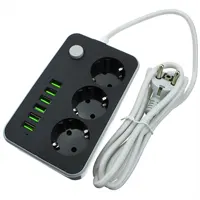 3 электрических и 6 USB-розеток, с кнопкой выключения и прочным кабелем длиной 2 м, 10 А, 250 В