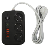 3 электрических и 4 USB, 2 Type-C розеток, с кнопкой выключения и прочным кабелем длиной 2 м, 10 А, 250 В