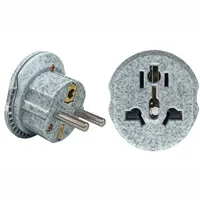 Universal electrical adapter for European standard electrical outlets, gray