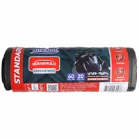 Пакеты мусорные прочные, на 60 л, в упаковке 20 шт