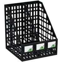 Лотки для журналов, 2 секции 8см, из пластика, черного цвета