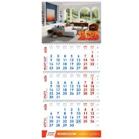 Օրացույց պատի եռամսյակային շարժական օրանիշով (անգլերեն, հայերեն) 2025 թ.: Օրացույցի բարձրությունը 63 սմ