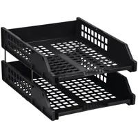 Подставка для бумаг 2 секции, пластиковая, черная